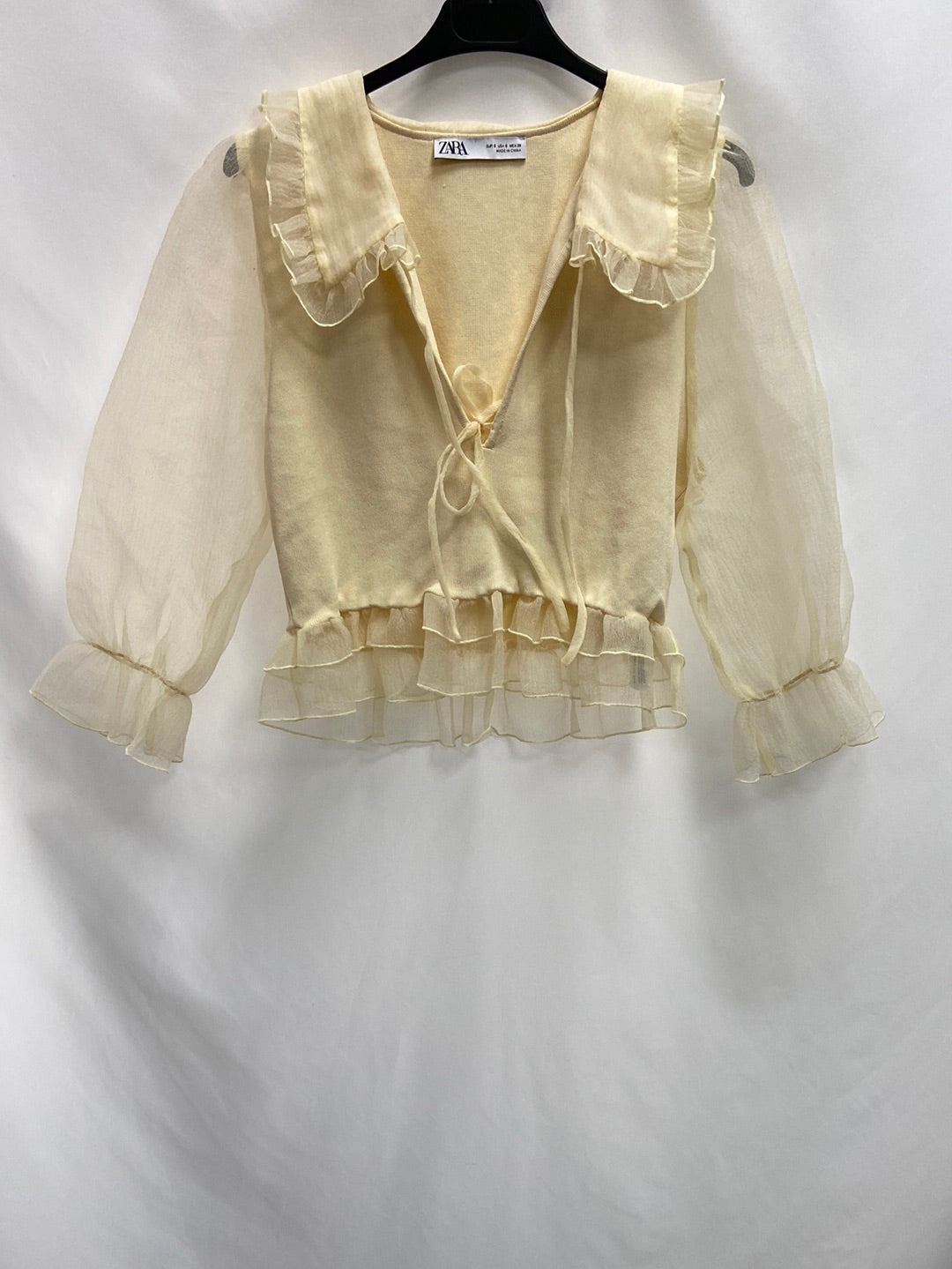 ZARA.Top beige doble textura T.s