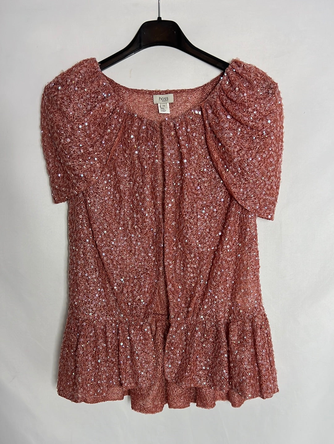 INTROPIA. Top lentejuelas rosa corchetes. T 38