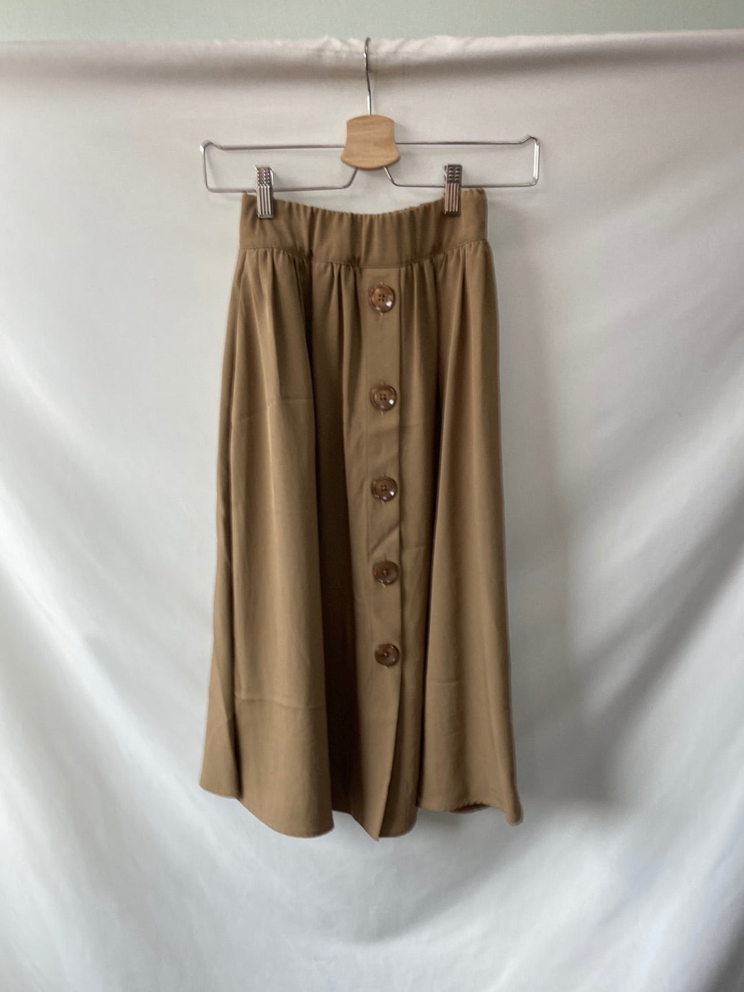 MASSIMO DUTTI.Falda midi verde caqui T.38