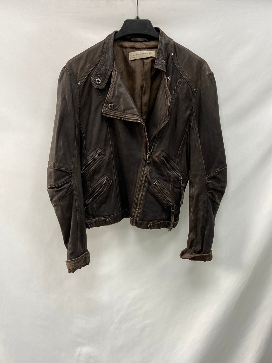 MarketZARA.Chaqueta piel efecto vintage T.L