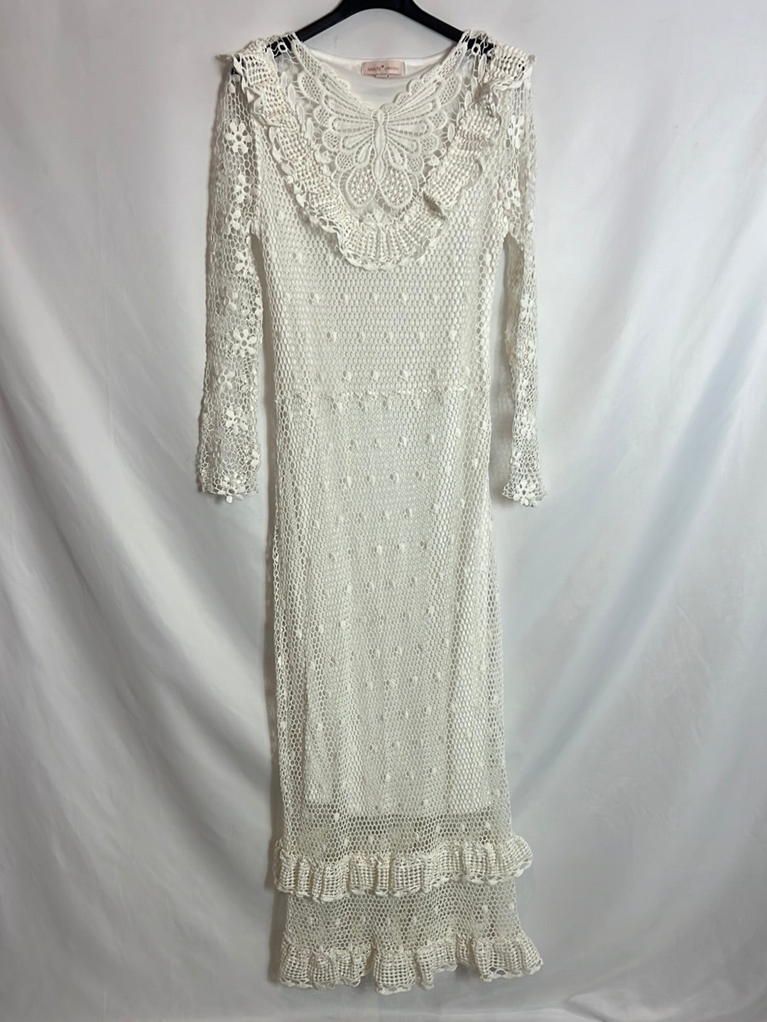 AMICHI. Vestido largo crochet blanco. T S