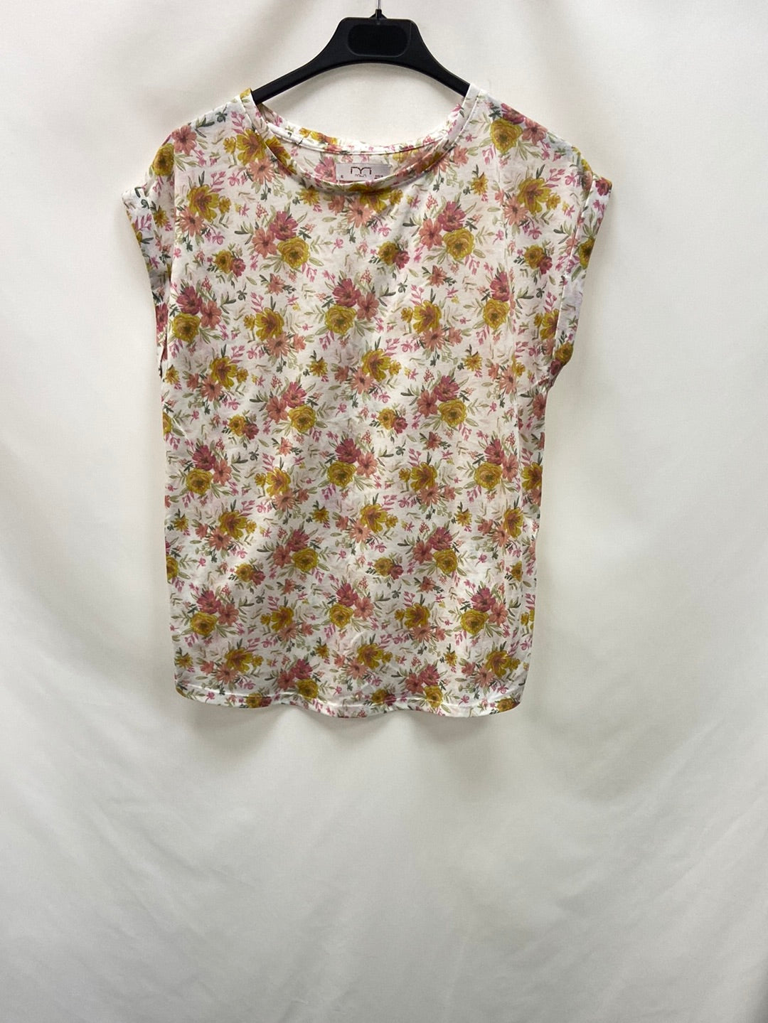 MLN.Camiseta beige flores T.S