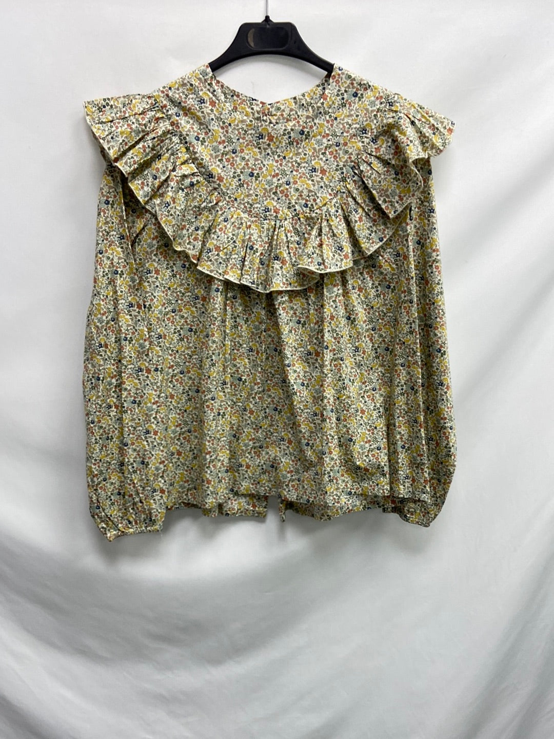 MI CANESÚ. Blusa beige flores amarillas T.s