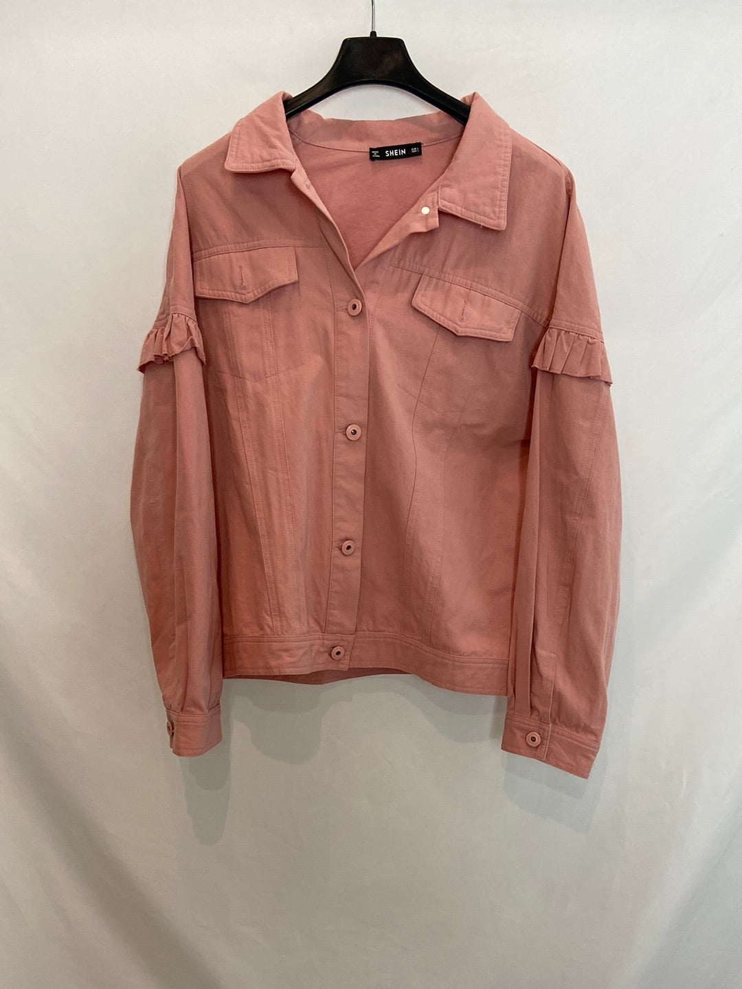 SHEIN. Chaqueta vaquera rosa T. L