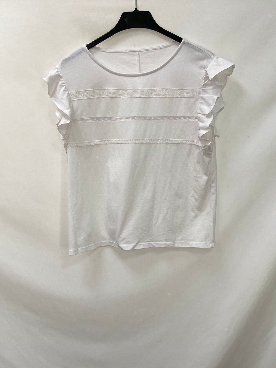OTRAS.Camiseta blanca detalles encaje TU (S)