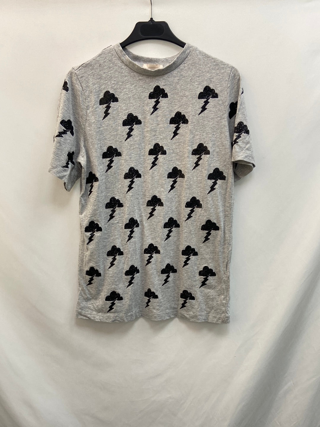 H&M.Camiseta gris nubes lentejuelas T.38