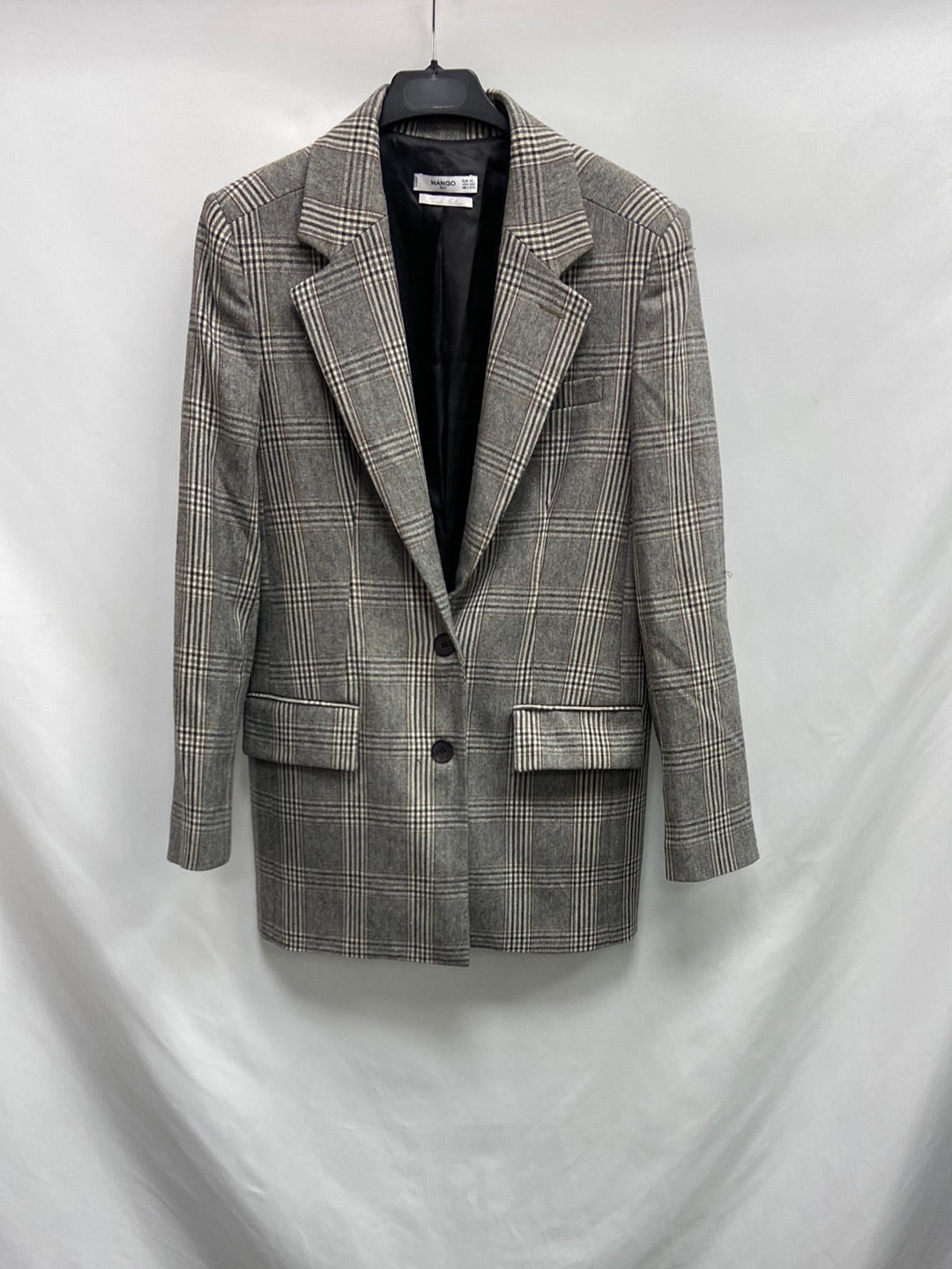 MANGO. Blazer oversized cuadros T.xs