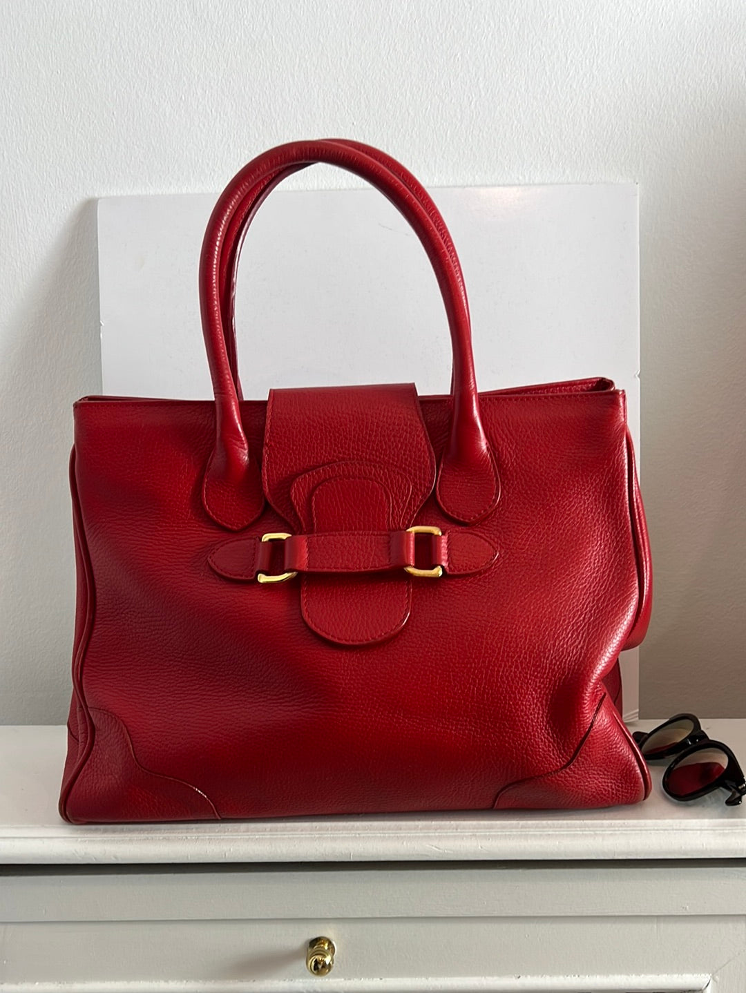 FRANCESCO ROGANI. Bolso piel tote rojo. (Tara)
