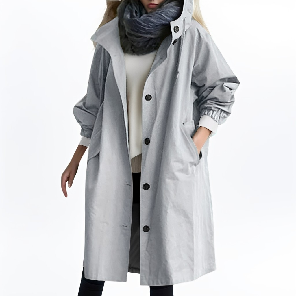 Shawna - Larga, impermeable chaqueta con capucha para mujeres