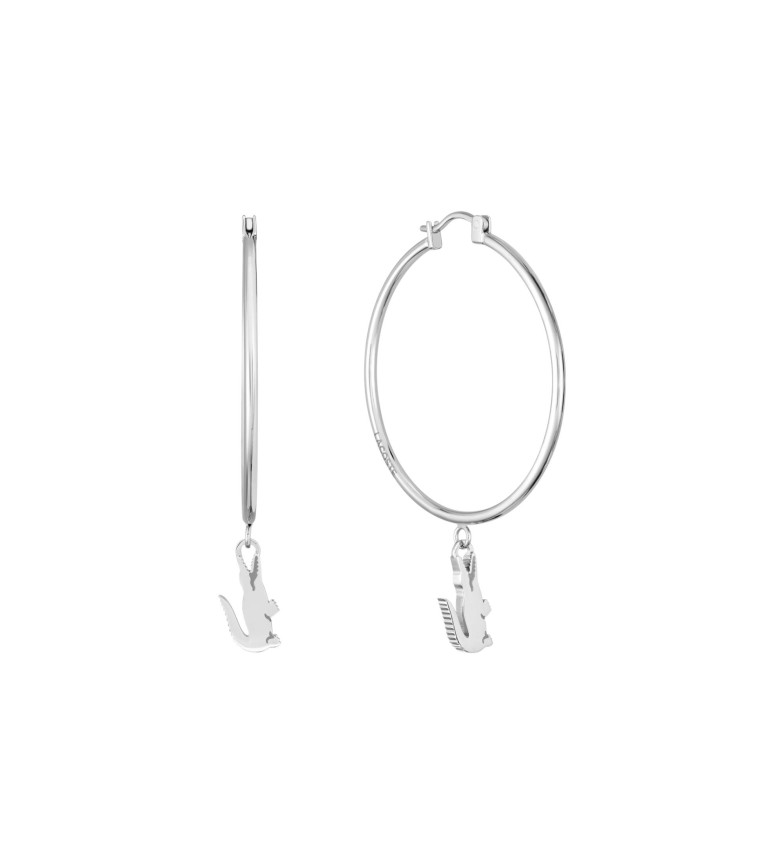 Lacoste Pendientes de aro con colgante plateado