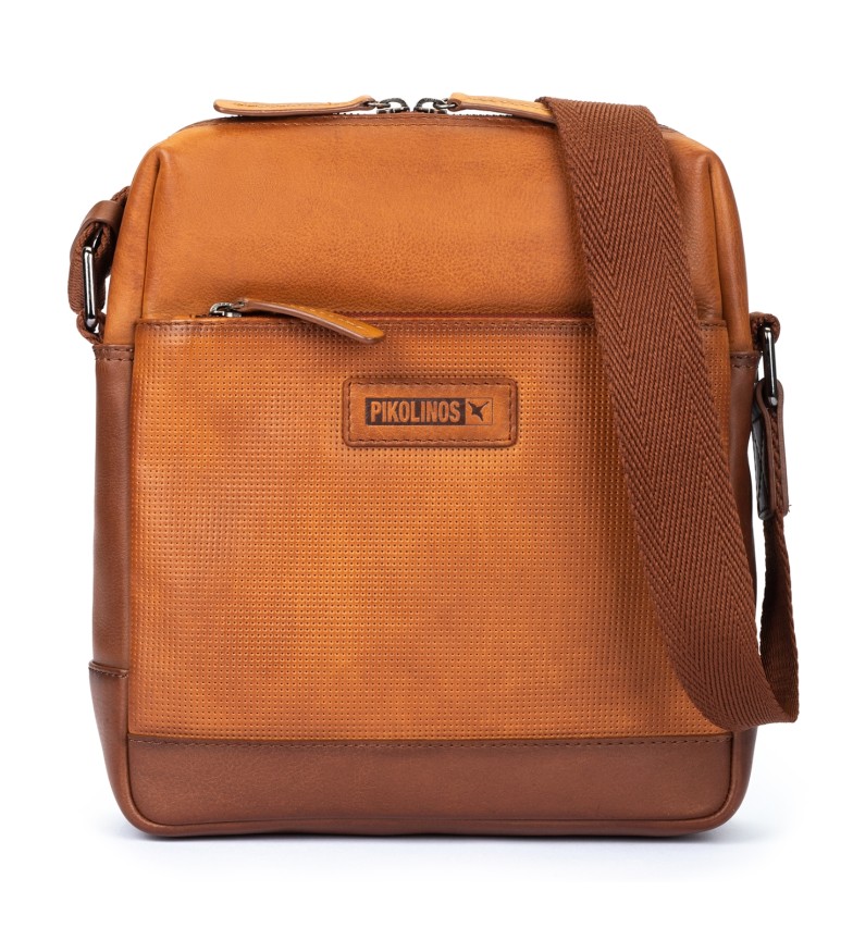 Pikolinos Bolso bandolera combinada de piel Palomares marrón
