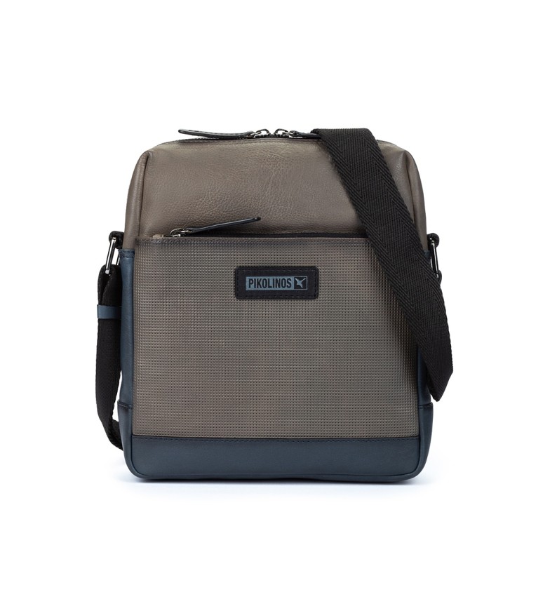 Pikolinos Bolso bandolera combinada de piel Palomares gris oscuro
