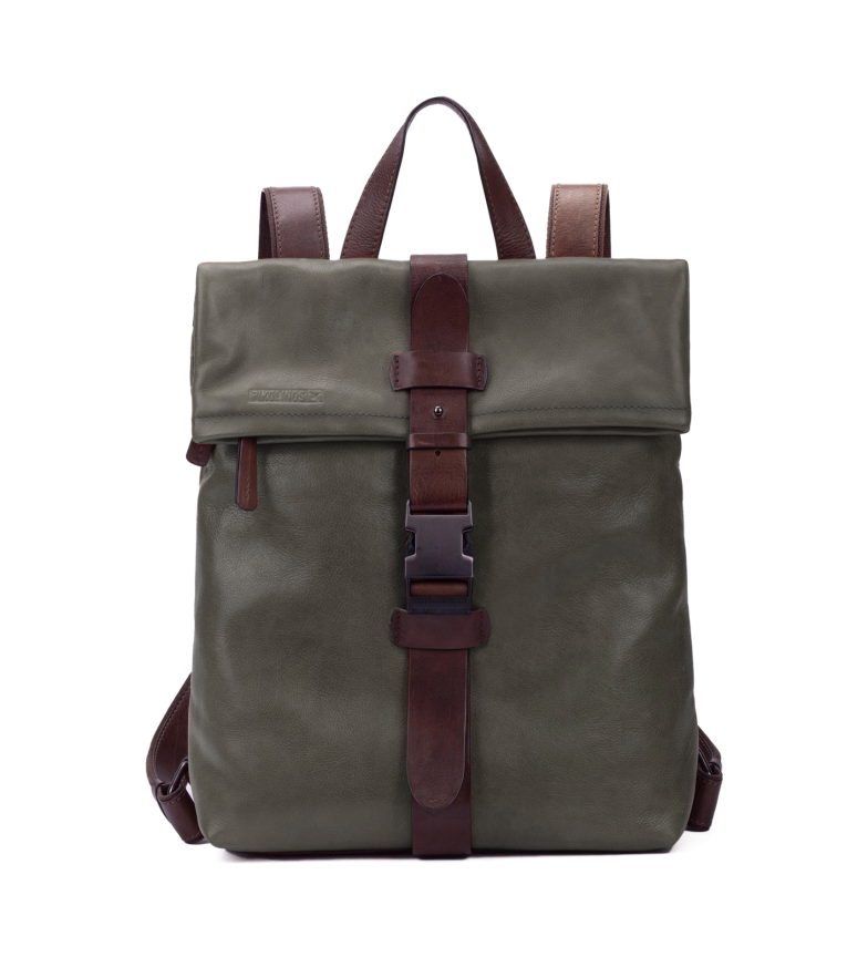 Pikolinos Mochila de piel Burela verde