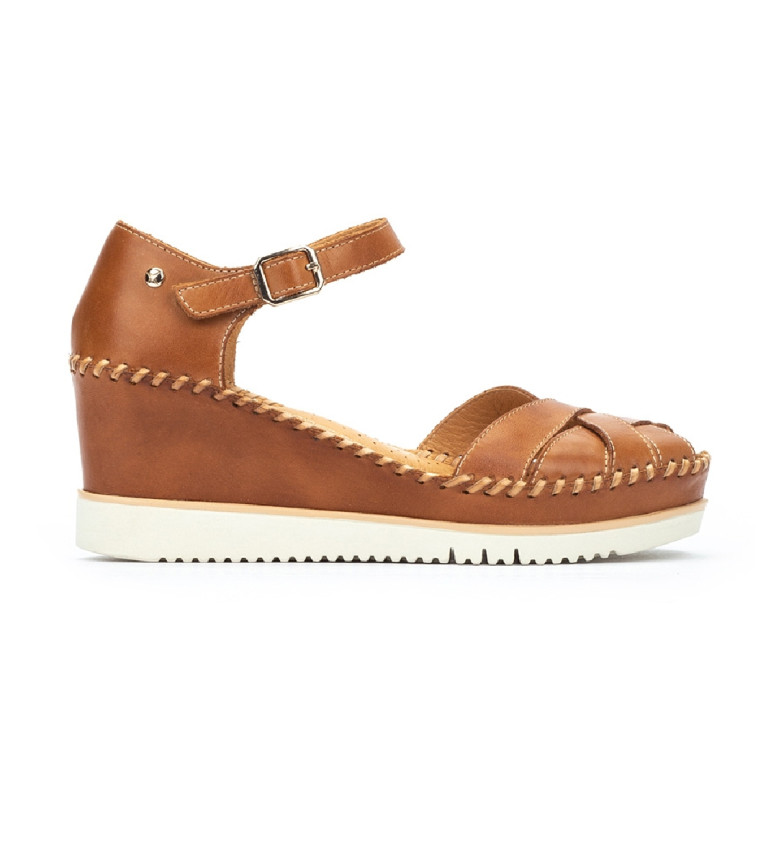 Pikolinos Sandalias con cuña de piel Aguadulce marrón