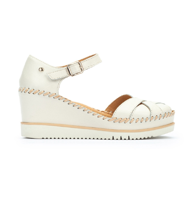 Pikolinos Sandalias con cuña de piel Aguadulce blanco
