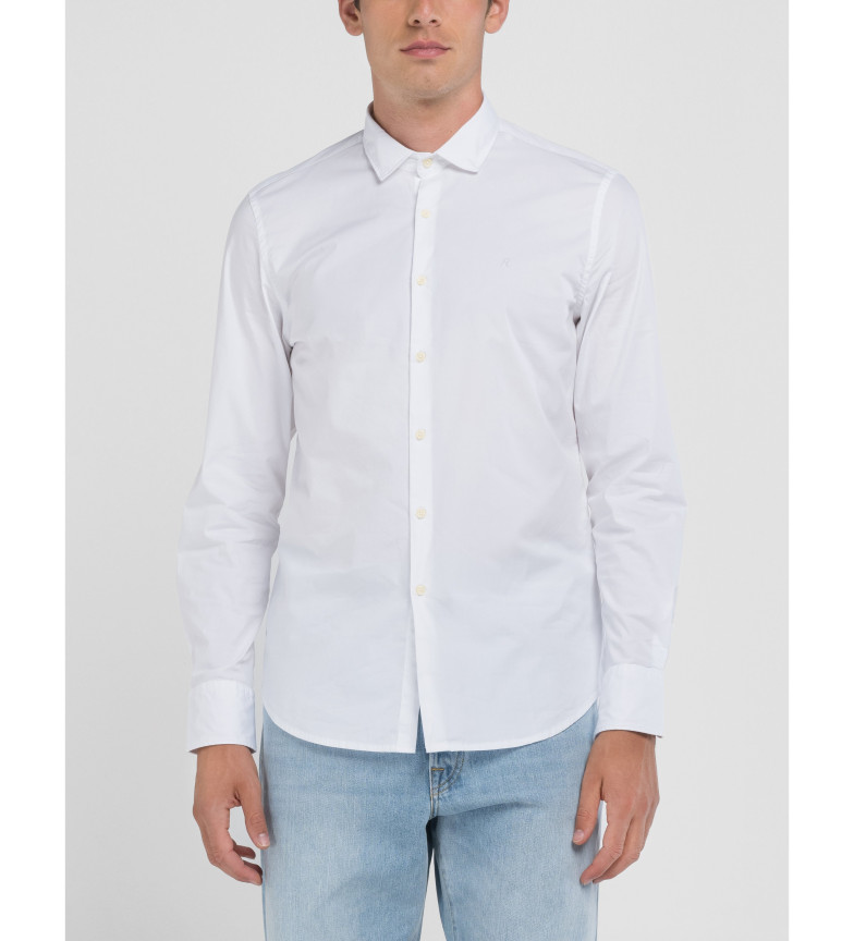 Replay Camisa Stretch Popeline blanco