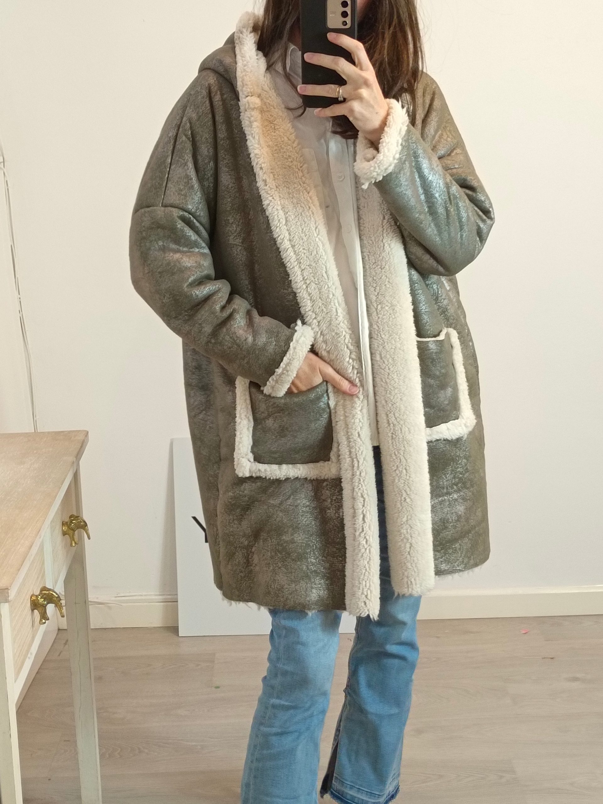 OTRAS. Abrigo verde borrego TU(m)