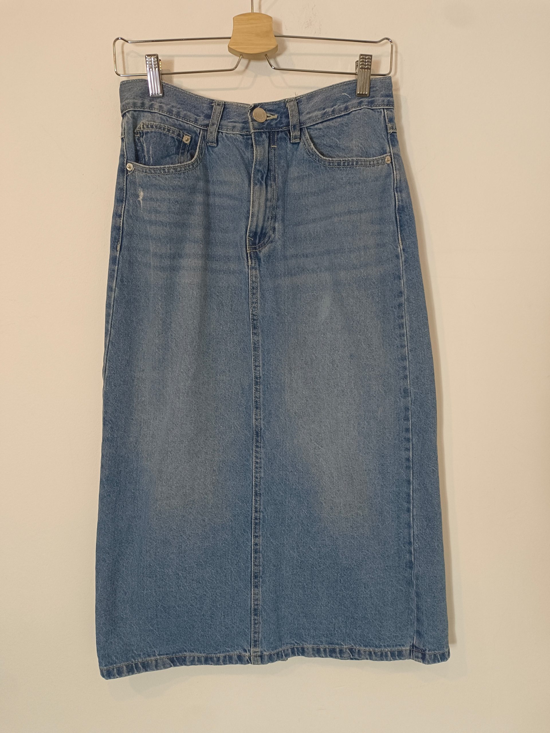 LEFTIES. Falda midi denim azul T.s