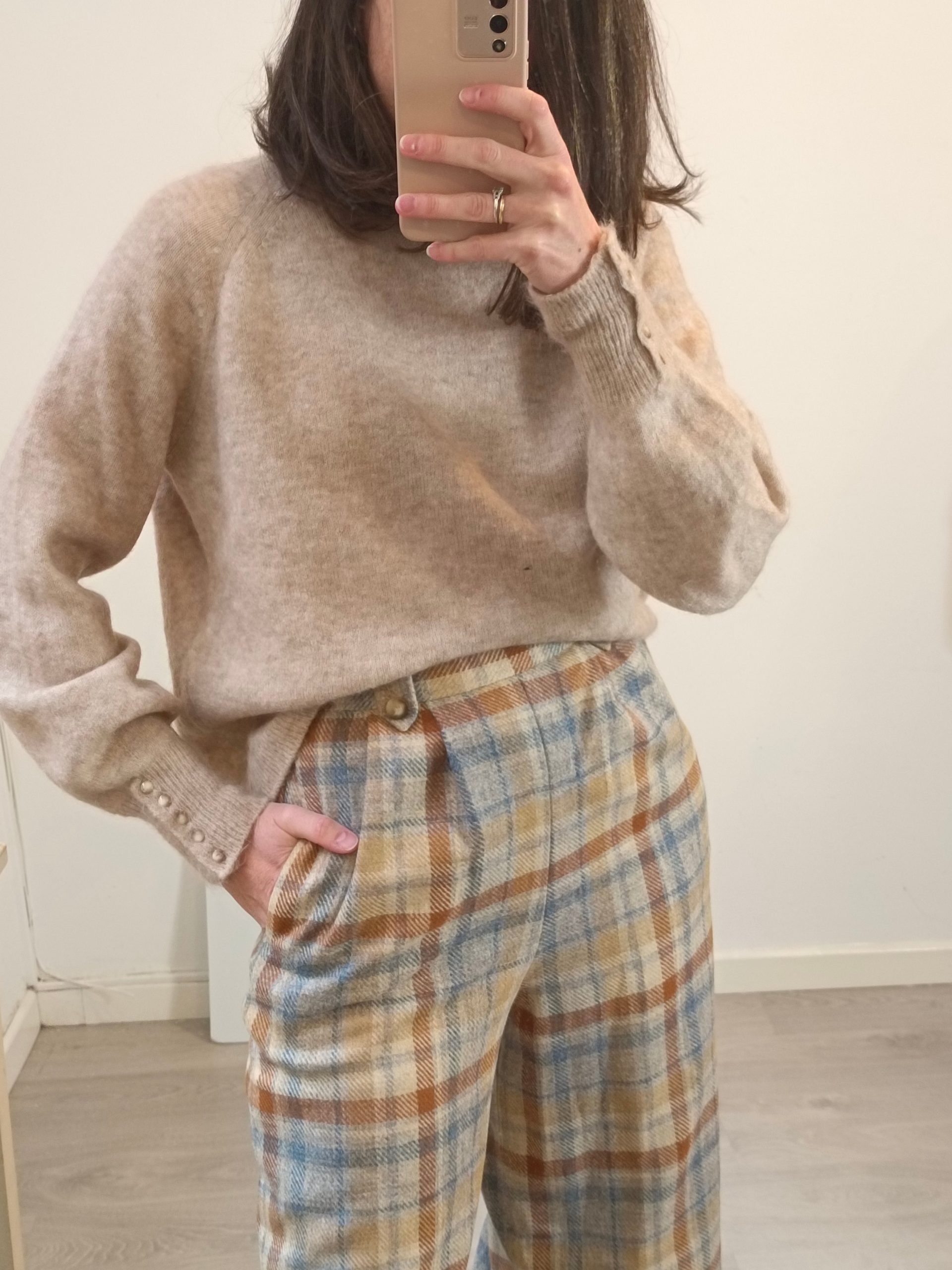 SÉZANE. Jersey beige con lana T.s