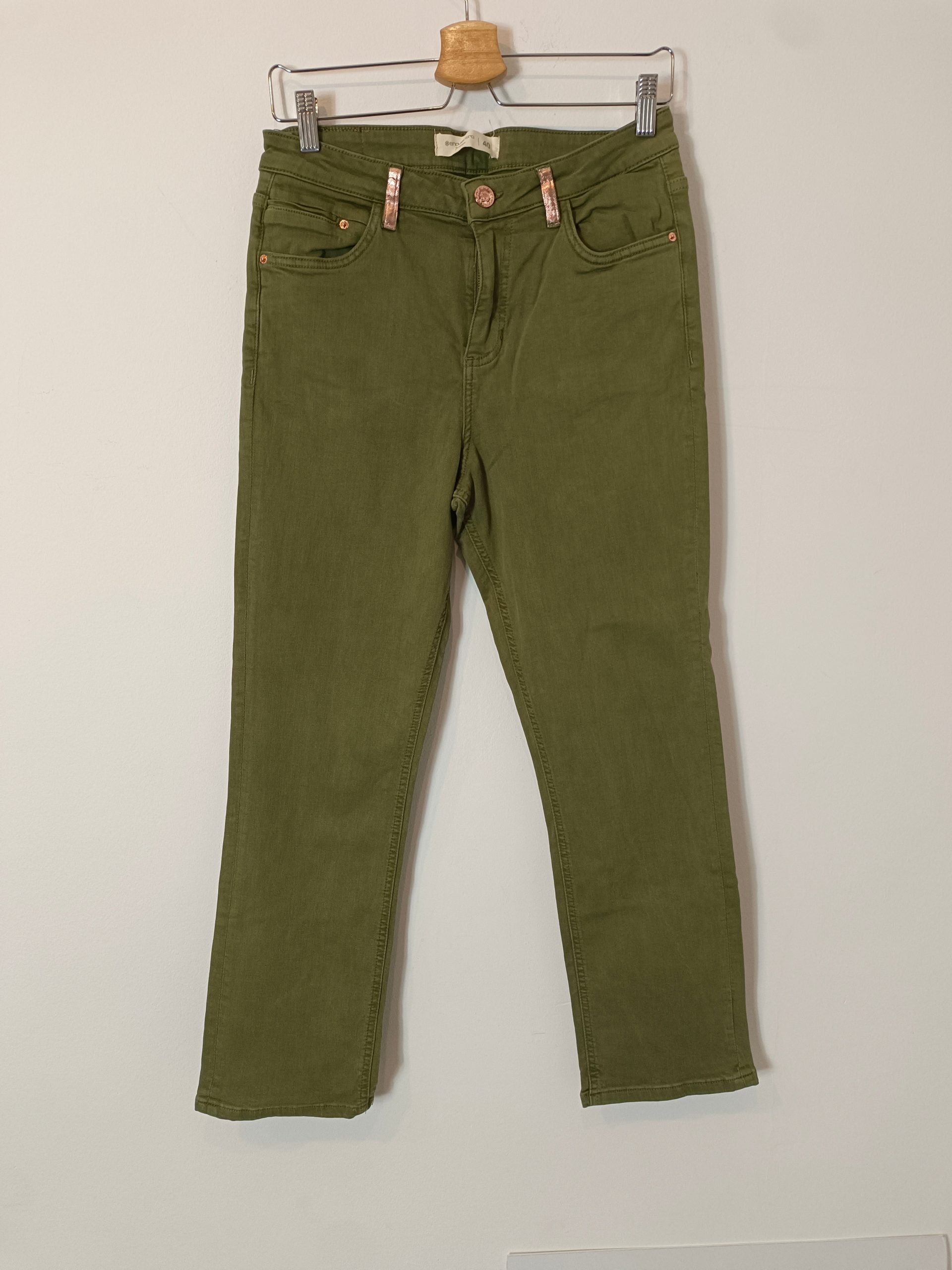 ENCUENTRO. Pantalón verde jeans T.40