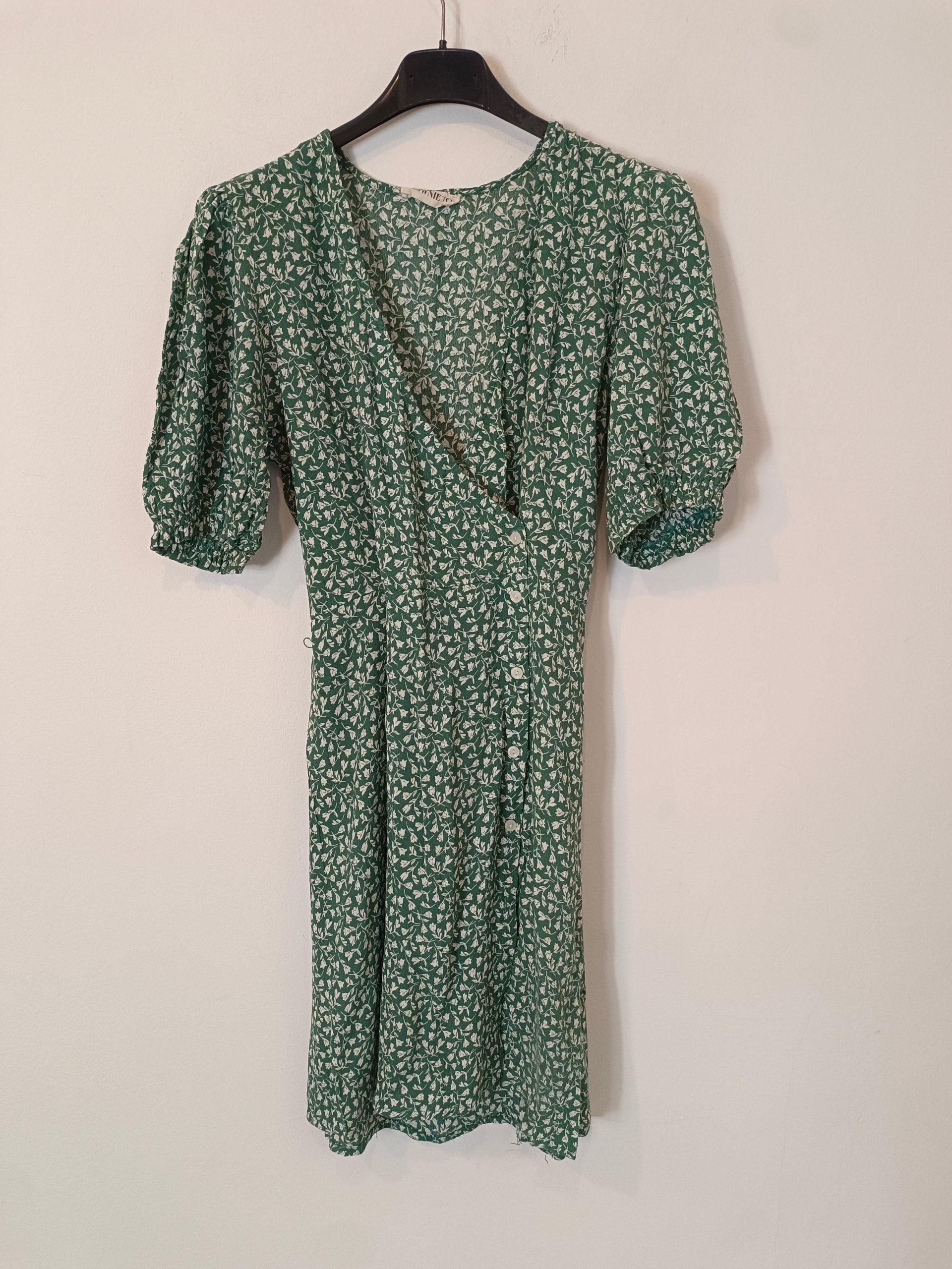 BROWNIE. Vestido corto verde flores T.s/m