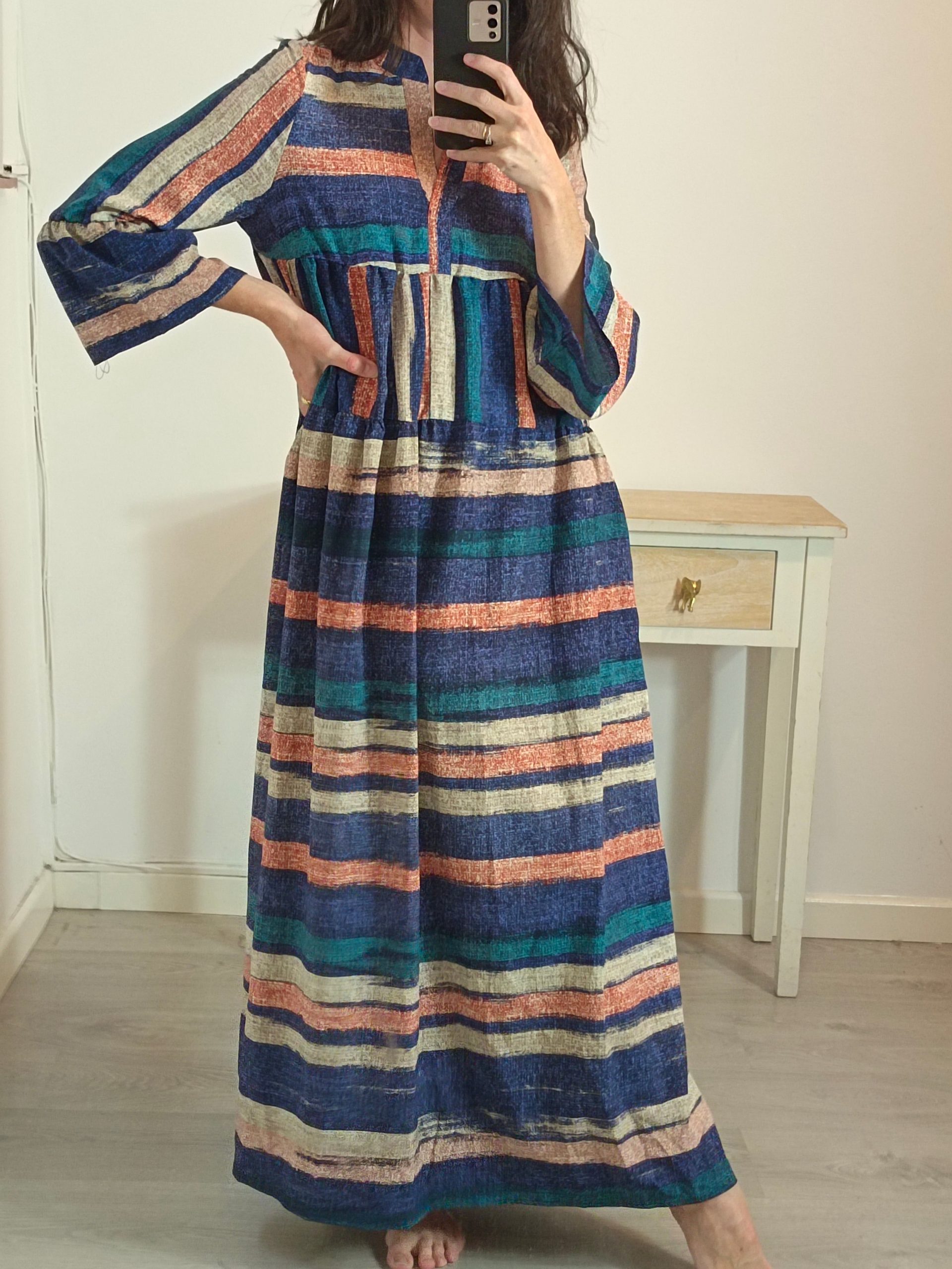 MARIETH. Vestido midi estampado fluido. TU (S/M)