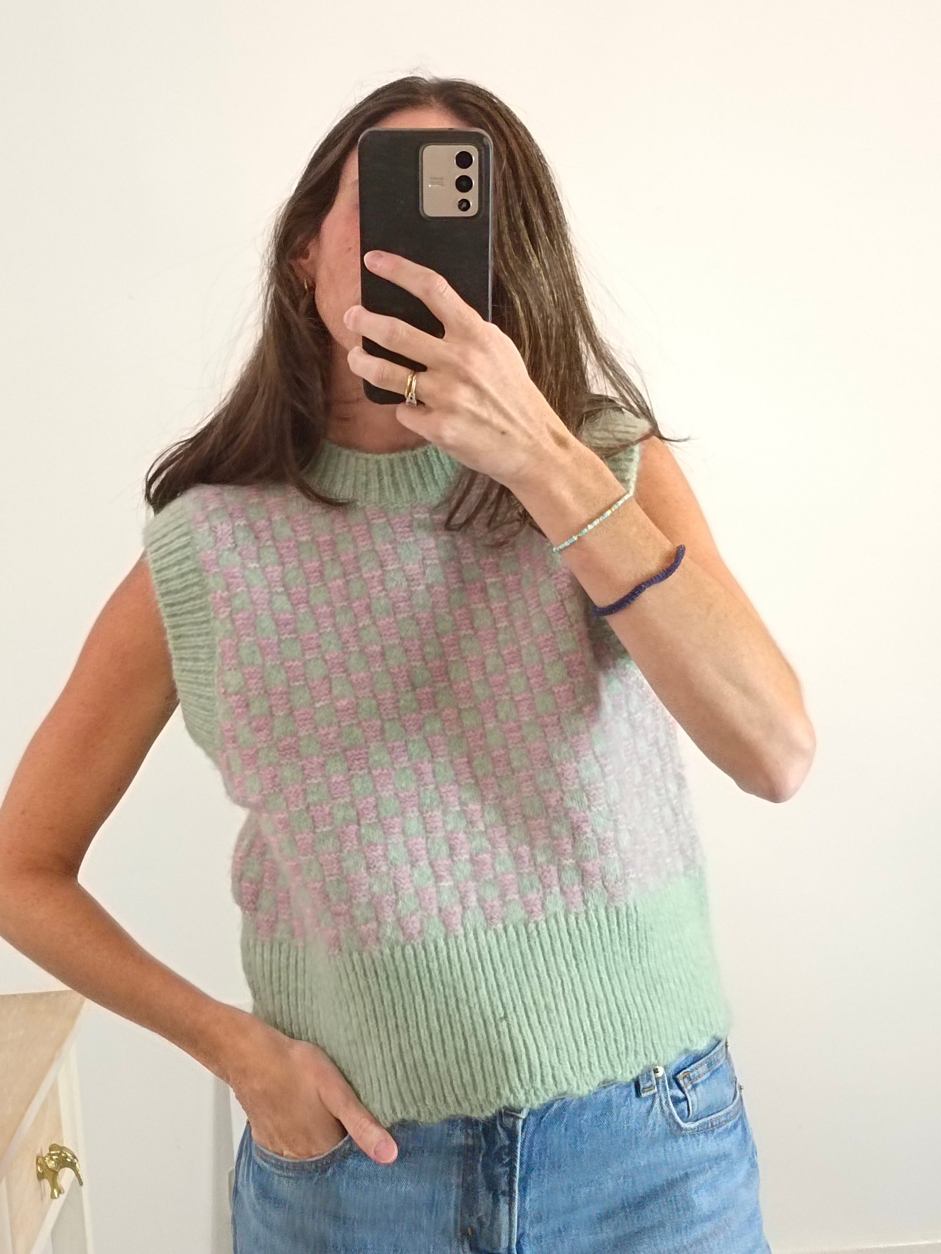 ZARA. Jersey sin mangas cuadros T.m