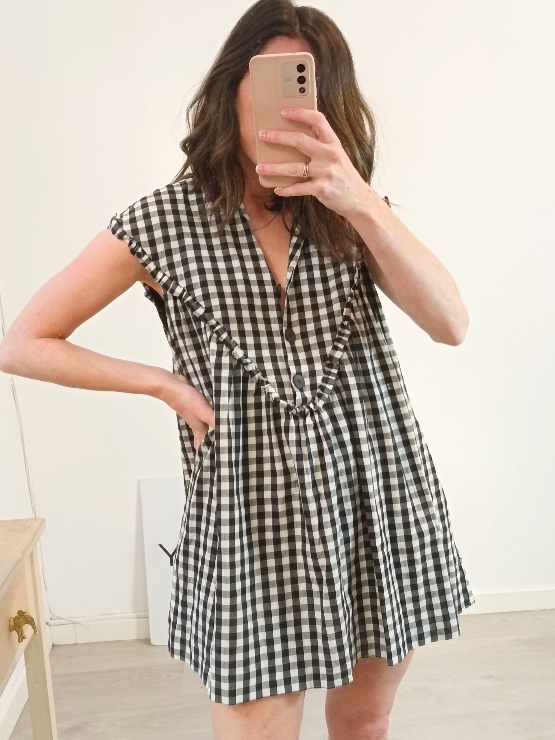 ZARA. Vestido/mono de cuadros vichy T.xs
