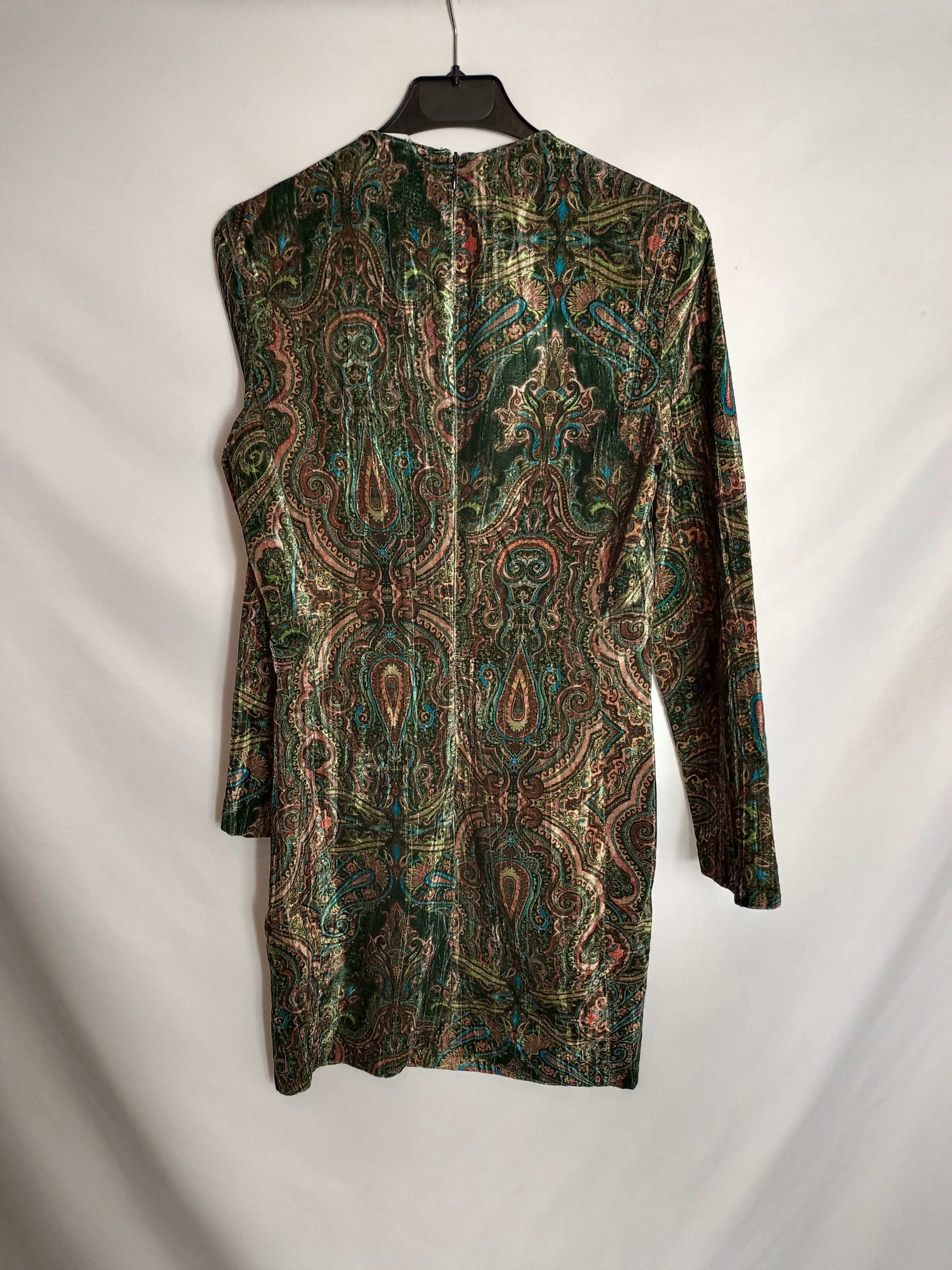 ZARA. Vestido estampado terciopelo T.s