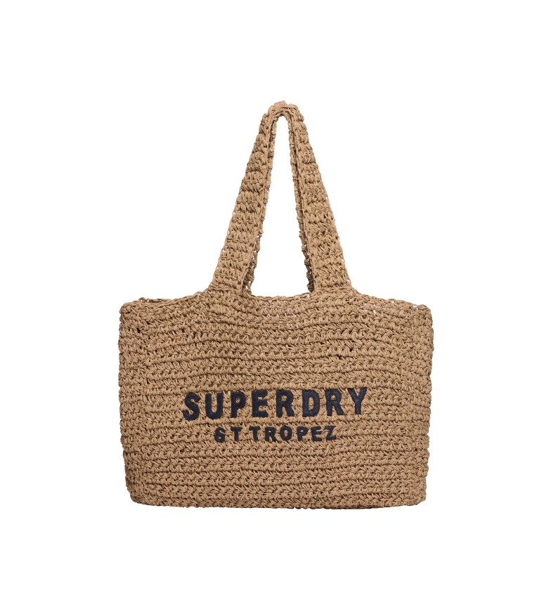 Superdry Bolso tote de rafia City marrón