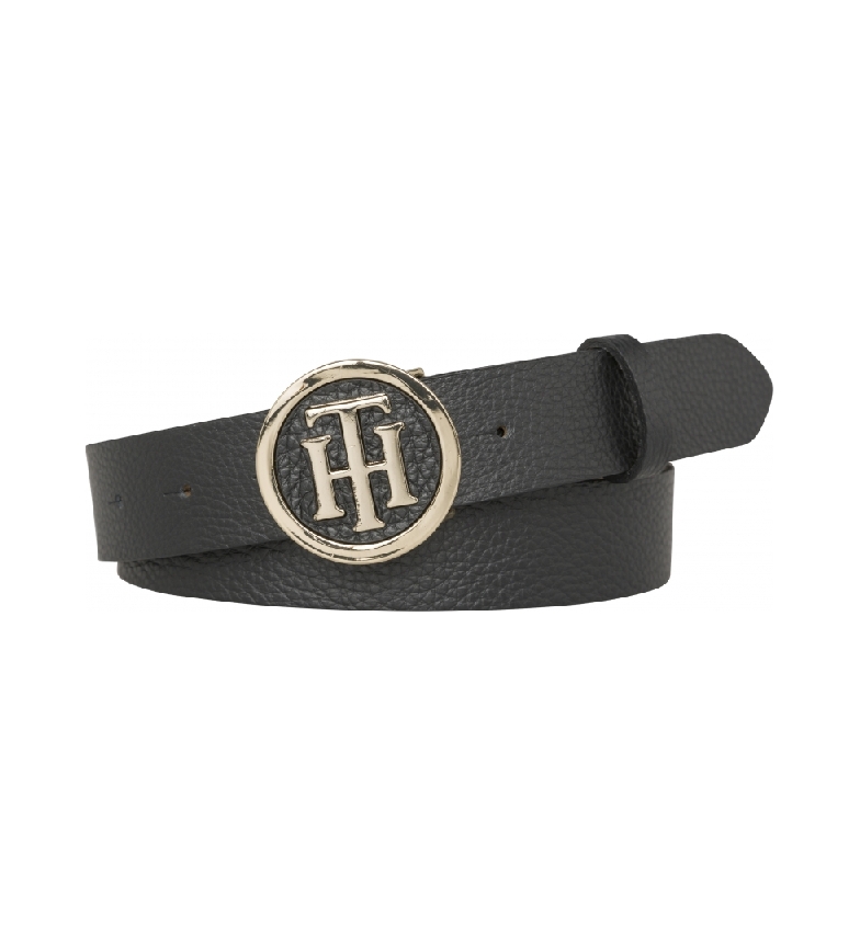 Tommy Hilfiger Cinturón de piel TH Round Buckle 3.0 negro