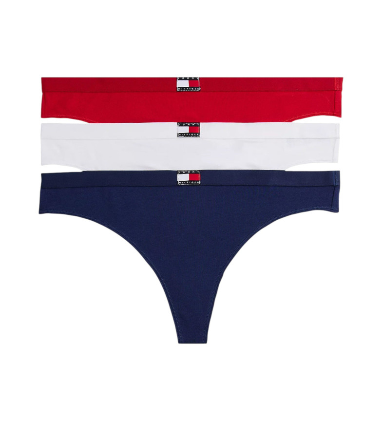 Tommy Hilfiger Set de 3 tangas Heritage rojo, blanco, marino