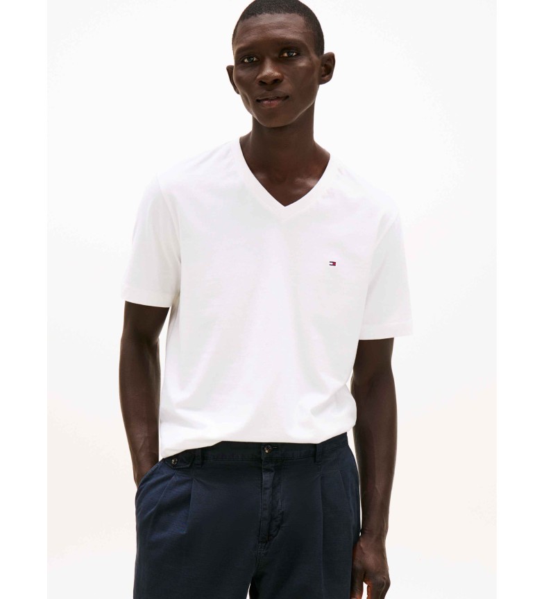 Tommy Hilfiger Camiseta con logo bordado blanco