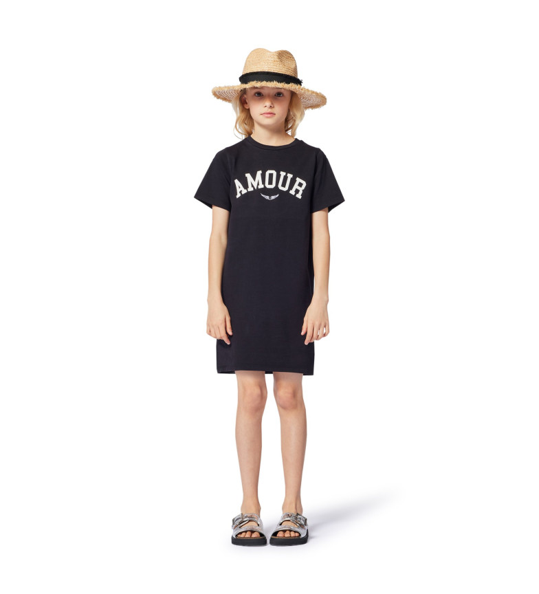 Zadig & Voltaire Vestido estilo camiseta con eslogan estampado negro